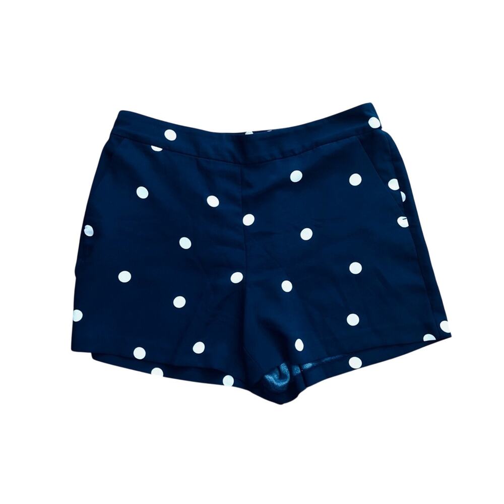 Ann Taylor LOFT blue white Big polka dot Elasticized Waist shorts women’s size 6